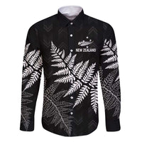New Zealand Lawn Bowls Personalized Family Matching Off Shoulder Maxi Dress and Hawaiian Shirt Wrap-Around Silver Fern LT7 Dad's Shirt - Long Sleeve Black - Polynesian Pride