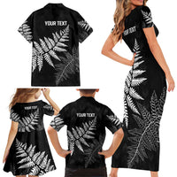 New Zealand Lawn Bowls Personalized Family Matching Short Sleeve Bodycon Dress and Hawaiian Shirt Wrap-Around Silver Fern - Polynesian Pride