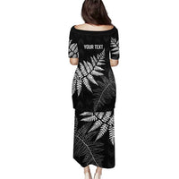 New Zealand Lawn Bowls Personalized Puletasi Wrap-Around Silver Fern - Polynesian Pride