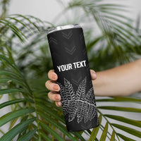 New Zealand Lawn Bowls Personalized Skinny Tumbler Wrap-Around Silver Fern - Polynesian Pride