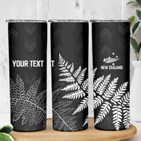 New Zealand Lawn Bowls Personalized Skinny Tumbler Wrap-Around Silver Fern - Polynesian Pride