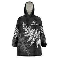 New Zealand Lawn Bowls Personalized Wearable Blanket Hoodie Wrap-Around Silver Fern - Polynesian Pride