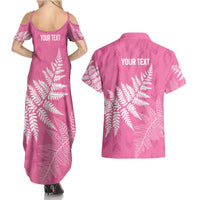 New Zealand Lawn Bowls Breast Cancer Personalized Couples Matching Summer Maxi Dress and Hawaiian Shirt Wrap-Around Silver Fern LT7 - Polynesian Pride