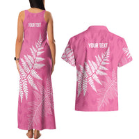 New Zealand Lawn Bowls Breast Cancer Personalized Couples Matching Tank Maxi Dress and Hawaiian Shirt Wrap-Around Silver Fern LT7 - Polynesian Pride
