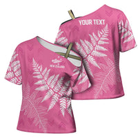 New Zealand Lawn Bowls Breast Cancer Personalized Cross Shoulder Shirt Wrap-Around Silver Fern - Polynesian Pride