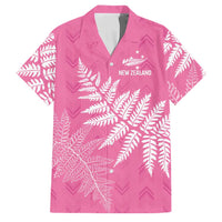 New Zealand Lawn Bowls Breast Cancer Personalized Family Matching Mermaid Dress and Hawaiian Shirt Wrap-Around Silver Fern LT7 Dad's Shirt - Short Sleeve Pink - Polynesian Pride