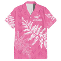 New Zealand Lawn Bowls Breast Cancer Personalized Family Matching Off Shoulder Short Dress and Hawaiian Shirt Wrap-Around Silver Fern LT7 Dad's Shirt - Short Sleeve Pink - Polynesian Pride