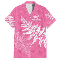 New Zealand Lawn Bowls Breast Cancer Personalized Family Matching Short Sleeve Bodycon Dress and Hawaiian Shirt Wrap-Around Silver Fern LT7 Dad's Shirt - Short Sleeve Pink - Polynesian Pride