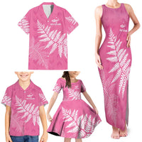 New Zealand Lawn Bowls Breast Cancer Personalized Family Matching Tank Maxi Dress and Hawaiian Shirt Wrap-Around Silver Fern LT7 - Polynesian Pride