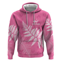 New Zealand Lawn Bowls Breast Cancer Personalized Hoodie Wrap-Around Silver Fern - Polynesian Pride