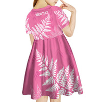 New Zealand Lawn Bowls Breast Cancer Personalized Kid Short Sleeve Dress Wrap-Around Silver Fern - Polynesian Pride
