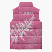 New Zealand Lawn Bowls Breast Cancer Personalized Sleeveless Puffer Jacket Wrap-Around Silver Fern - Polynesian Pride