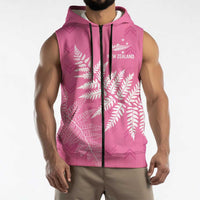 New Zealand Lawn Bowls Breast Cancer Personalized Sleeveless Zip Hoodie Wrap-Around Silver Fern - Polynesian Pride