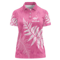 New Zealand Lawn Bowls Breast Cancer Personalized Women Polo Shirt Wrap-Around Silver Fern LT7 Female Pink - Polynesian Pride