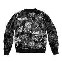 Aloha Vintage Quilt Bomber Jacket Hawaiian Seamless - Black LT7 - Polynesian Pride