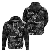 Aloha Vintage Quilt Hoodie Hawaiian Seamless - Black LT7 - Polynesian Pride