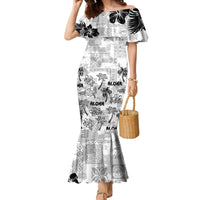 Aloha Vintage Quilt Family Matching Mermaid Dress and Hawaiian Shirt Hawaiian Seamless - White LT7 Mom's Dress White - Polynesian Pride