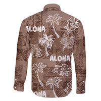 Aloha Vintage Quilt Family Matching Tank Maxi Dress and Hawaiian Shirt Hawaiian Seamless - Brown LT7 - Polynesian Pride