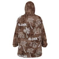 Aloha Vintage Quilt Wearable Blanket Hoodie Hawaiian Seamless - Brown LT7 - Polynesian Pride
