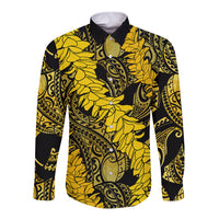 Hawaii Oahu Ilima Lei Long Sleeve Button Shirt LT7 Unisex Yellow - Polynesian Pride