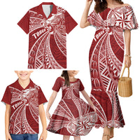 Tonga Independence Day Family Matching Mermaid Dress and Hawaiian Shirt Tongatapu Lion Ngatu Motifs LT7 - Polynesian Pride