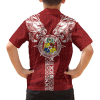 Tonga Independence Day Family Matching Puletasi and Hawaiian Shirt Tongatapu Lion Ngatu Motifs LT7 - Polynesian Pride