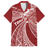 Tonga Independence Day Family Matching Puletasi and Hawaiian Shirt Tongatapu Lion Ngatu Motifs LT7 Dad's Shirt - Short Sleeve Red - Polynesian Pride