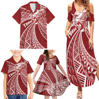 Tonga Independence Day Family Matching Summer Maxi Dress and Hawaiian Shirt Tongatapu Lion Ngatu Motifs LT7 - Polynesian Pride