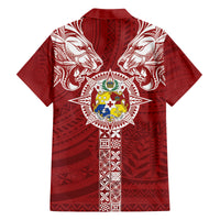 Tonga Independence Day Family Matching Summer Maxi Dress and Hawaiian Shirt Tongatapu Lion Ngatu Motifs LT7 - Polynesian Pride