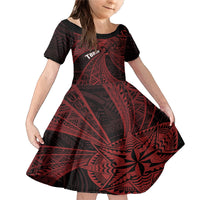 Tonga Independence Day Family Matching Mermaid Dress and Hawaiian Shirt Tongatapu Lion Ngatu Motifs Black Ver. LT7 Daughter's Dress Black - Polynesian Pride