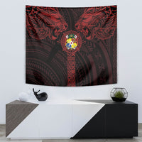 Tonga Independence Day Tapestry Tongatapu Lion Ngatu Motifs Black Ver.