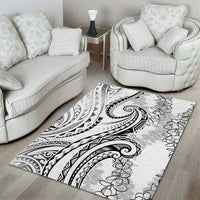 Polynesia Plumeria Lei Area Rug White Curves Motif