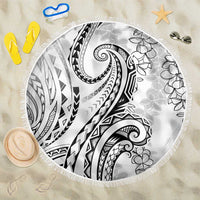 Polynesia Plumeria Lei Beach Blanket White Curves Motif