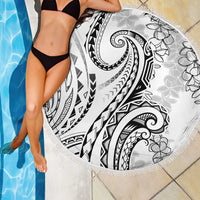 Polynesia Plumeria Lei Beach Blanket White Curves Motif