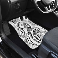 Polynesia Plumeria Lei Car Mats White Curves Motif