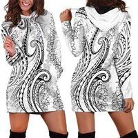 Polynesia Plumeria Lei Hoodie Dress White Curves Motif