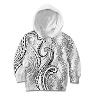 Polynesia Plumeria Lei Kid Hoodie White Curves Motif
