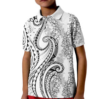 Polynesia Plumeria Lei Kid Polo Shirt White Curves Motif
