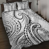 Polynesia Plumeria Lei Quilt Bed Set White Curves Motif