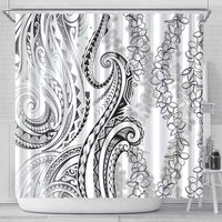 Polynesia Plumeria Lei Shower Curtain White Curves Motif