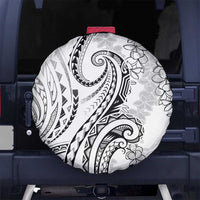 Polynesia Plumeria Lei Spare Tire Cover White Curves Motif