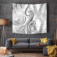 Polynesia Plumeria Lei Tapestry White Curves Motif