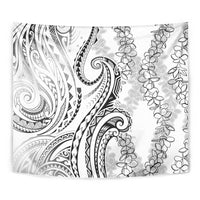 Polynesia Plumeria Lei Tapestry White Curves Motif