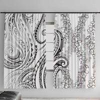 Polynesia Plumeria Lei Window Curtain White Curves Motif