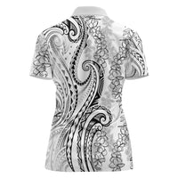 Polynesia Plumeria Lei Women Polo Shirt White Curves Motif