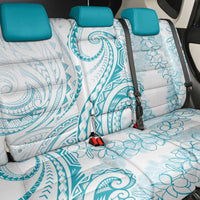 Polynesia Plumeria Lei Back Car Seat Cover White Turquoise Curves Motif