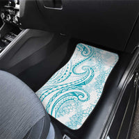 Polynesia Plumeria Lei Car Mats White Turquoise Curves Motif