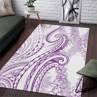 Polynesia Plumeria Lei Area Rug White Violet Curves Motif