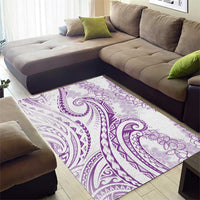 Polynesia Plumeria Lei Area Rug White Violet Curves Motif