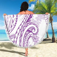Polynesia Plumeria Lei Beach Blanket White Violet Curves Motif